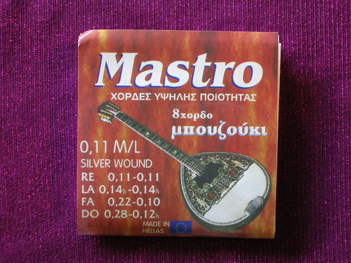 MASTRO BOUZOUKI  SILVER M/L 8 STRINGS SET